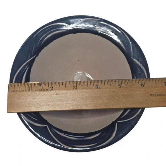 Christian Ridge Pottery Apple Baker Set of 2 Blue Stoneware w Recipe Card - Picture 4 of 9